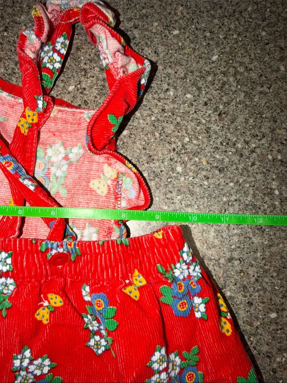Red Floral Vintage Corduroy Toddler Sundress
